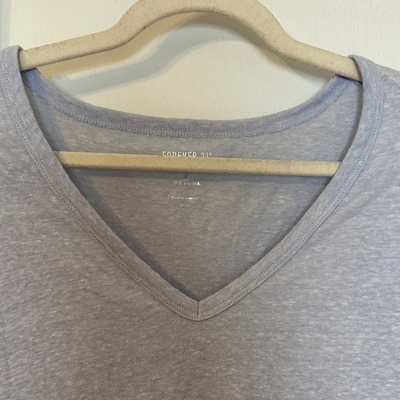 Forever 21 Light Blue V-Neck “Mom Tee” - Picture 3 of 5